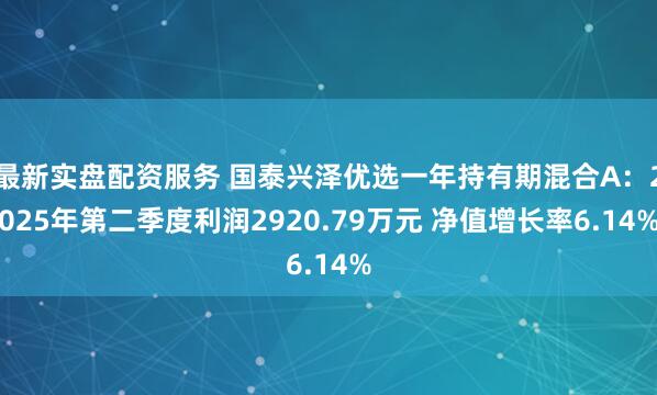最新实盘配资服务 国泰兴泽优选一年持有期混合A：2025年第二季度利润2920.79万元 净值增长率6.14%