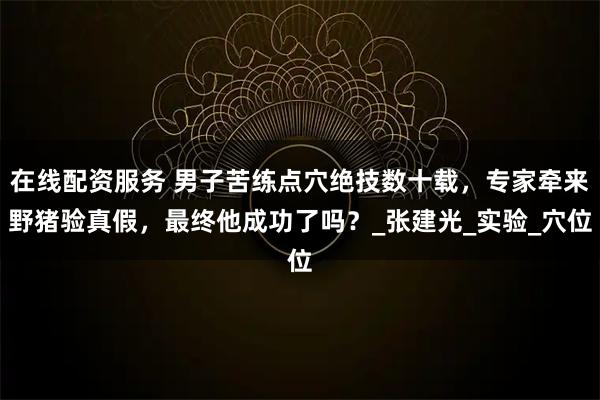 在线配资服务 男子苦练点穴绝技数十载，专家牵来野猪验真假，最终他成功了吗？_张建光_实验_穴位